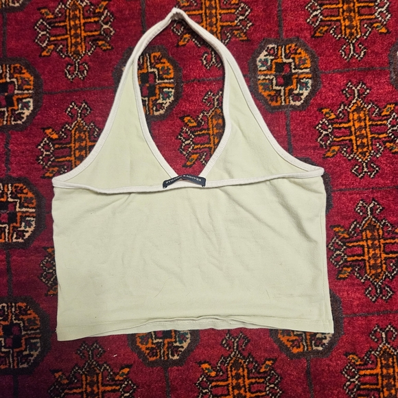 Brandy Melville Cream Green Halter Crop Top - Picture 2 of 3